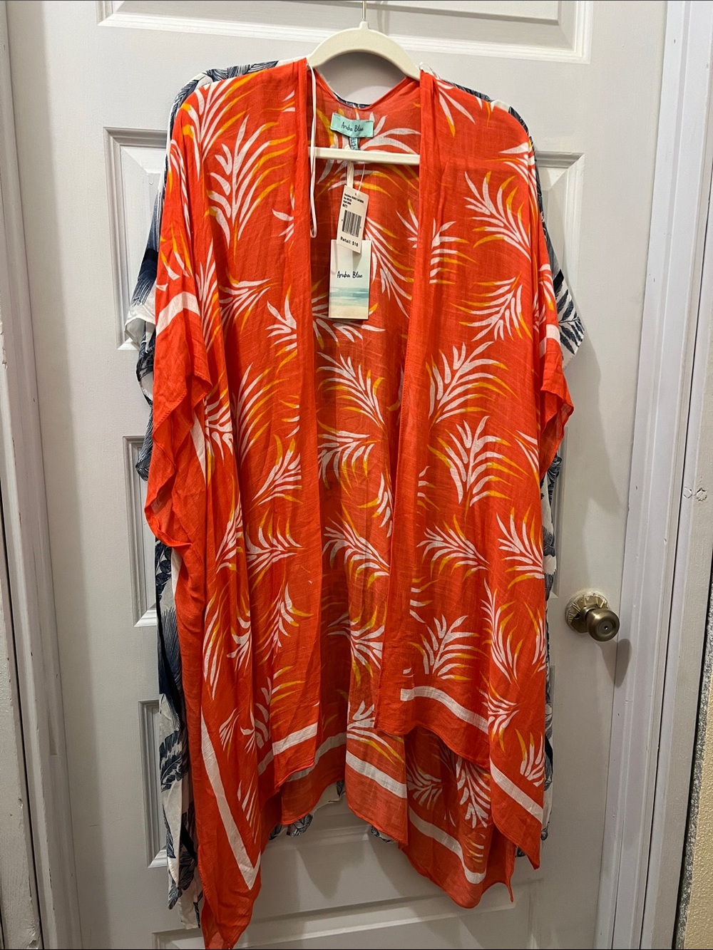 BUNDLE !!Orange Leaf-Print Kimono and Blue leaf- print.
